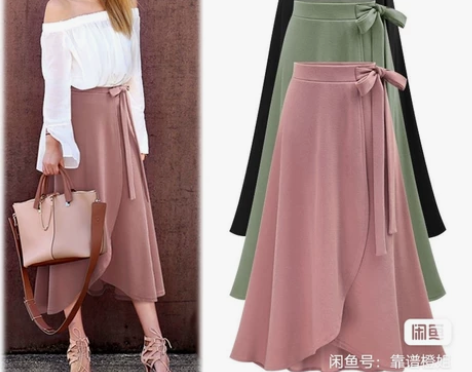 半身裙新款中长款大摆裙高腰宽松大码不规则伞...