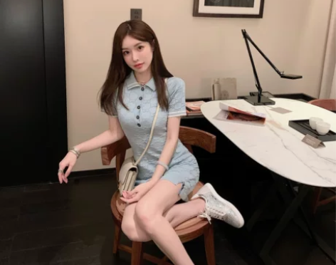 JOEY【蓝精灵妹妹】  学院风裙子冰丝收...