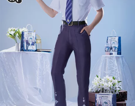 l码三町目家的喜茶联动绫人,衬衫+领带+皮...