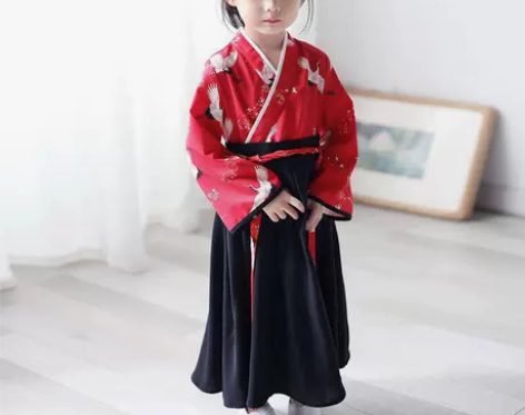 女童汉服秋中国风改良秋款复古装小孩儒裙民族...