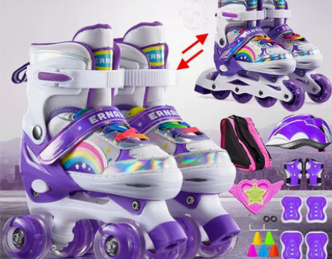 旱冰鞋 溜冰鞋儿童初学者宝宝双排轮四轮男童...