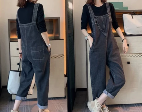 背带牛仔裤 背带牛仔裤夏季欧洲站2022春...