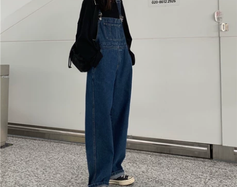 初恋深蓝色春装2021新款韩版宽松显瘦牛仔...