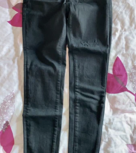 黑色高腰加薄绒带弹性牛仔裤，只穿过一次，基...