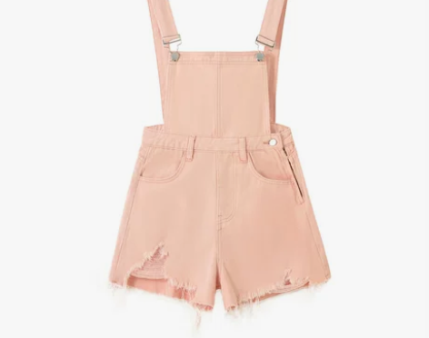 磨破毛边牛仔背带短裤女潮ins2022夏季...
