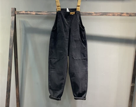 黑色牛仔背带裤女2022年春季女装新款韩版...