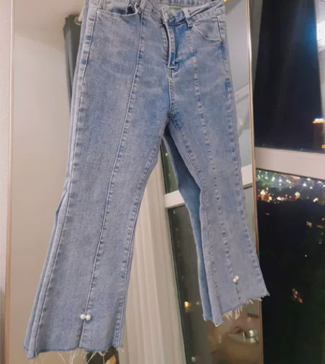 七分裤开叉牛仔裤 感兴趣的话点“我想要”和...