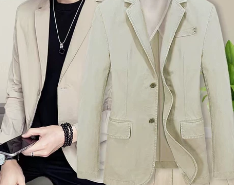 全新男士西装，休闲西装，卡其色薄款西装，大...