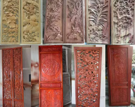 东阳木雕仿古隔断背景玄关屏风浮雕实木雕刻