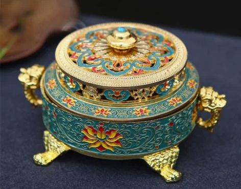 全金属景泰蓝珐琅藏式熏香炉家用室内檀香沉香...
