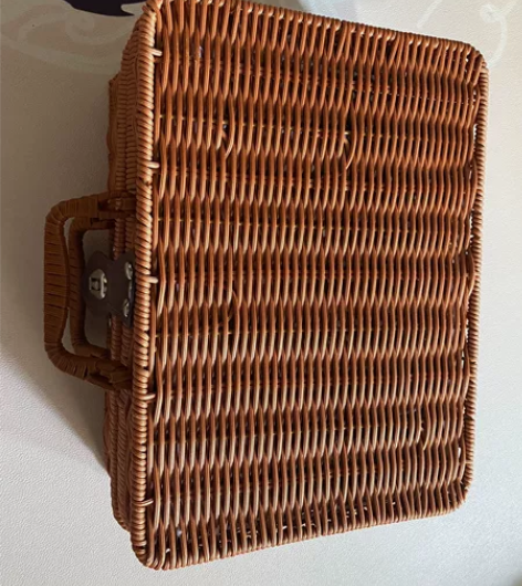 藤箱藤编手提箱，塑料仿藤手工编制， 长30...