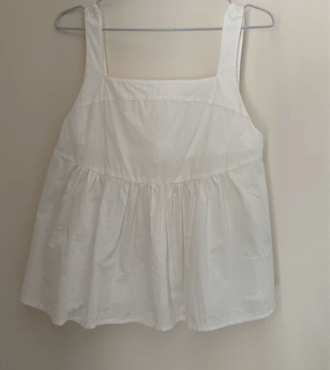 女士吊带 纯棉方领褶皱 宽肩带 可外穿 感...