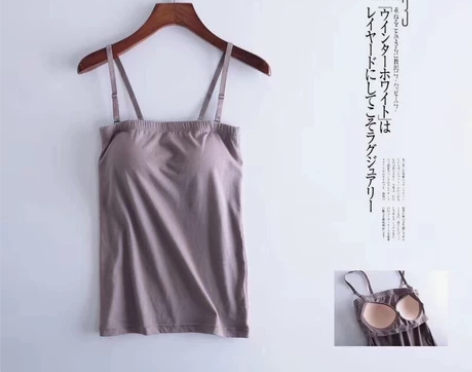 日单库存女士吊带背心，棉混纺面料纯色有弹力...