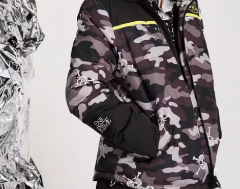 班尼路航海王海贼王羽绒服男秋冬新款迷彩加厚...