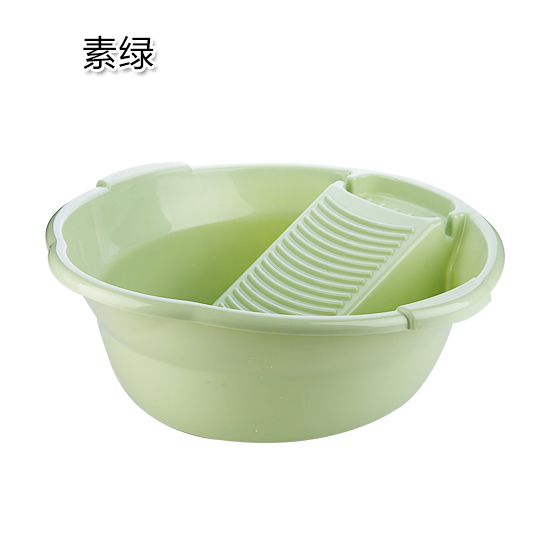 素色自带搓板洗衣盆塑料大号搓衣盆水盆学生宿...