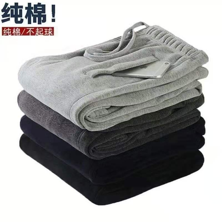 纯棉休闲运动裤男宽松直筒束脚收口卫裤春秋款...