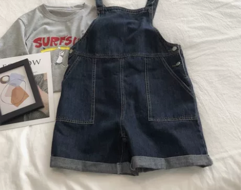 学院风减龄洋气牛仔背带裙女宽松显瘦韩版小个...