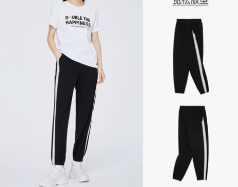 森马休闲裤女宽松九分裤松紧腰2022夏季新...