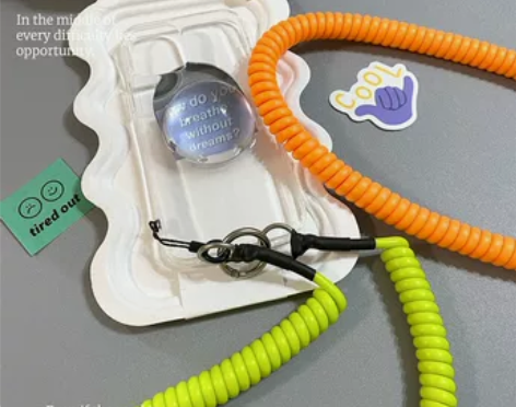 jnby同款挂绳水晶球手机壳手机挂绳荧光绿...