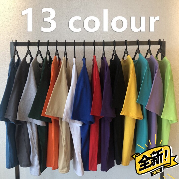 夏季新款港风短袖t恤情侣素色基础款韩版宽松...