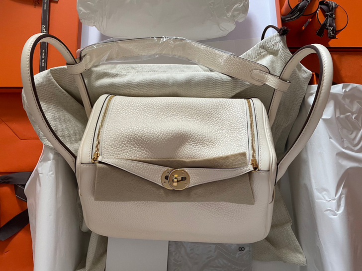 爱马仕 Lindy26 Nata奶油白金扣...