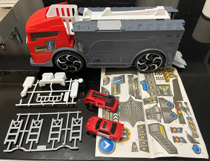 出口变形停车场超大消防车变形场景套装益智男...