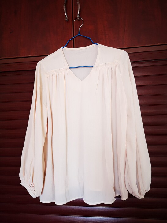 裸色气质长袖雪纺衫 均码，95-110斤都...