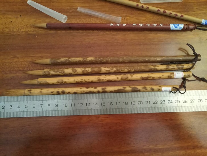 十分漂亮的花斑竹纯狼毫毛笔