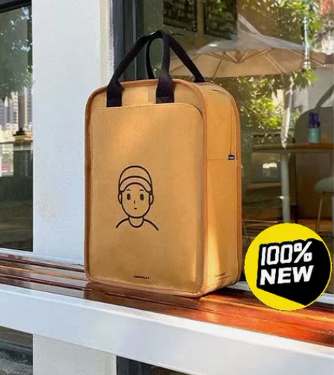 【全新包邮】2022新款可水洗牛皮纸书包方...