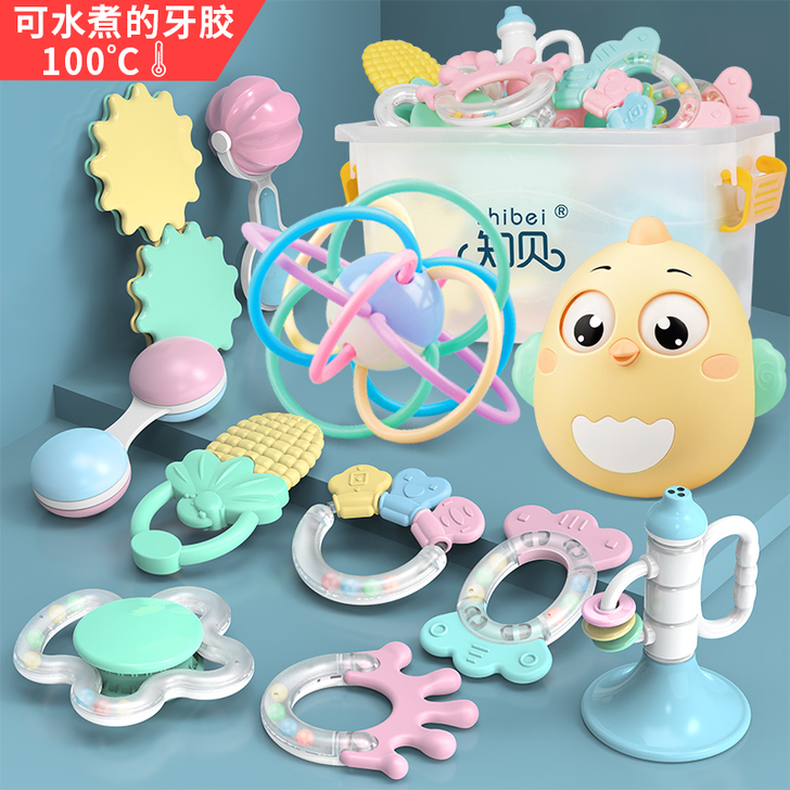婴儿手摇铃玩具0-1岁新生儿宝宝益智牙胶3...