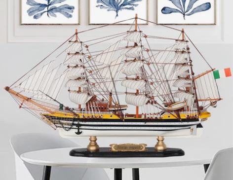 韦斯普奇号实木质帆船模型家居装饰摆件乔迁