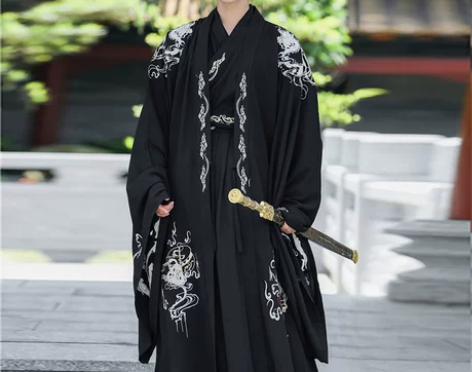 黑色系魏晋汉服男套装古风男士仙气古装男生古...