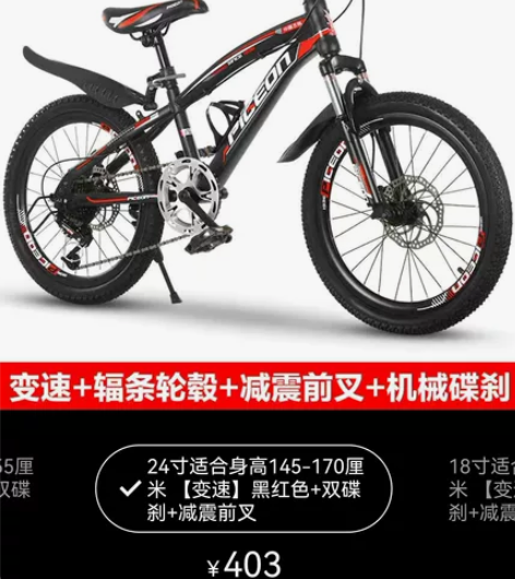 飞鸽儿童自行车中小学生变速车男女碟刹山地车...