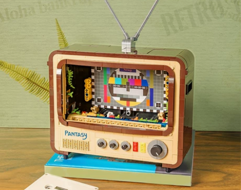 【现货】拼奇复古电视机拼装积木儿童益智玩具...
