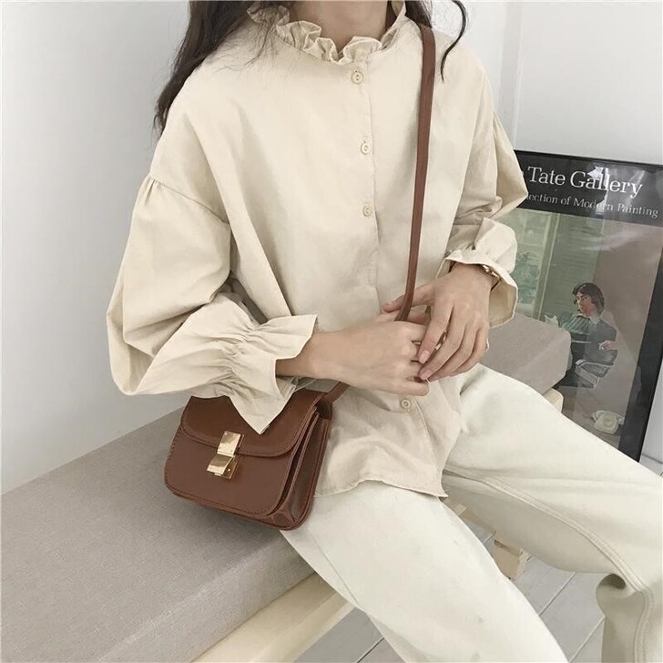 毛衣马甲背心+木耳边衬衫