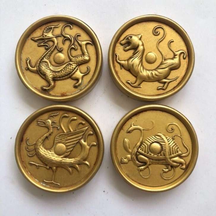 纯铜镇尺压纸 四大神兽纯铜实心镇纸一套4个...