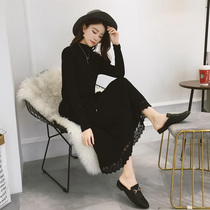 2018新款慵懒毛衣女秋冬中长款韩版高领蕾...