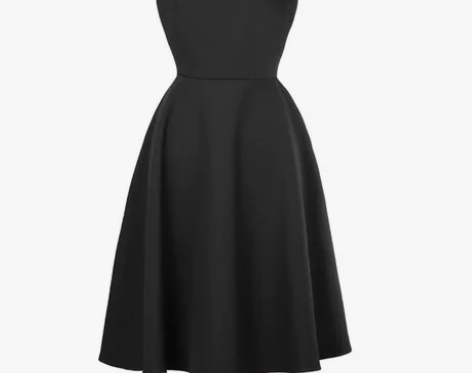 赫本风连衣裙露肩年会小礼服修身复古小黑裙荷...