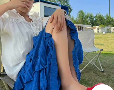 荷叶边褶皱半身裙女夏季2022新款设计感小...