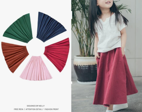 原创棉麻文艺儿童半身裙 长裙 民族风女童百...