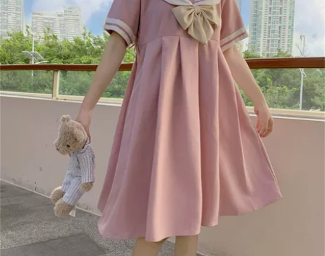 夏季小个子日系森女闺蜜裙子学院风显瘦减龄水...