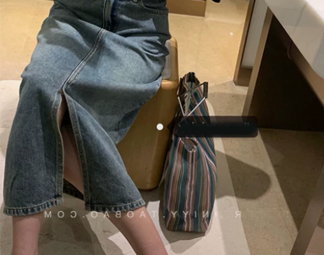 开叉复古中长款辣妹慵懒风包臀牛仔裙夏大码胖...