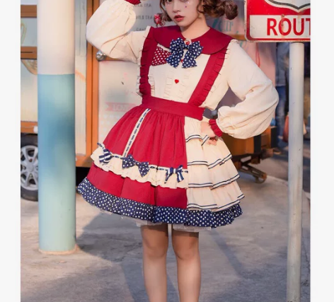 全新出果味小熊lolita裙原创正版波点日...