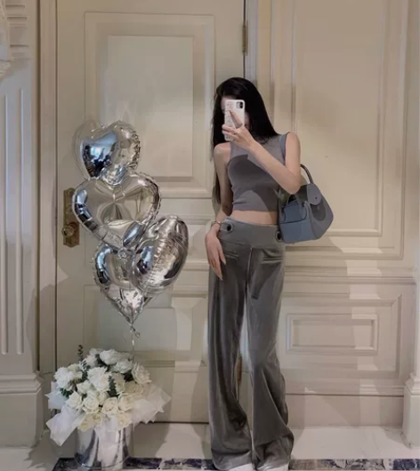 2022新款秋冬复合丝绒休闲裤宽松显瘦百搭...