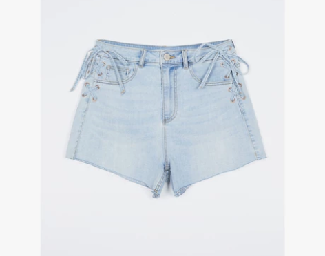 【搬家甩卖】C&A潮流绑带高腰水洗毛边牛仔...