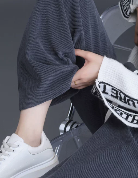 休闲裤女 长裤休闲雪尼尔阔腿裤女春秋薄款高...