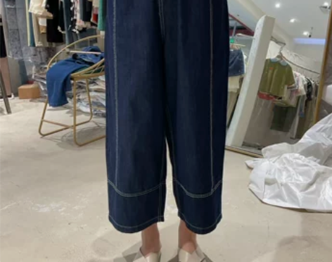 5.14夏上新 日系明线民族风七分牛仔裤 ...