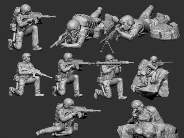 德军兵人模型，stl图纸数据，高精度兵人白...