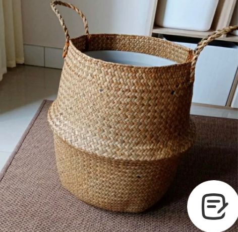 【花坊倒闭+送防水壳】草编织花篮花盆宜家同...