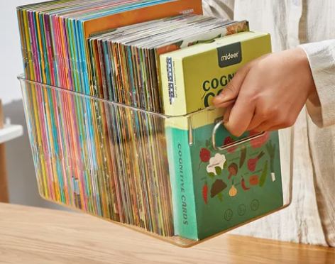 【特价】透明桌面书籍收纳盒透明储物整理箱多...